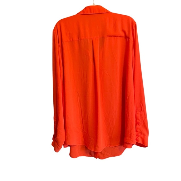 Torrid Dark Coral/Orange Button-Up Blouse-Front Pocket-Drapes in Back-Size 4X - Picture 4 of 13
